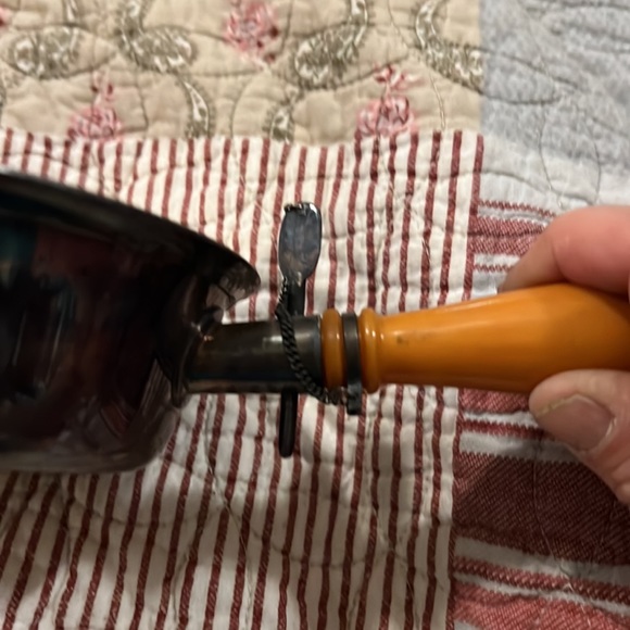 Vintage K.A. IMA ALP Silver plate over nickel butterscotch Bakelite lidded pan - Picture 5 of 9